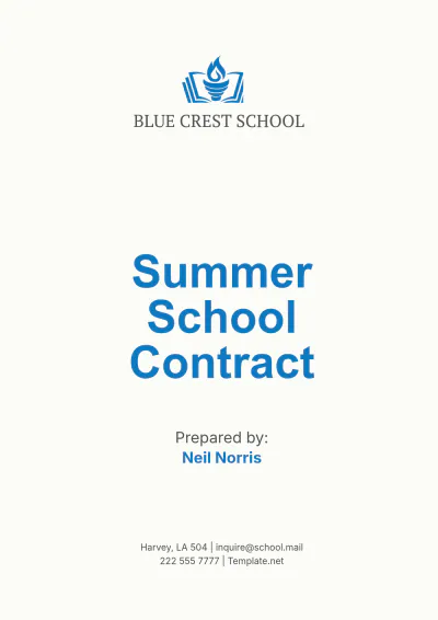 Free Summer School Contract Template to Edit Online