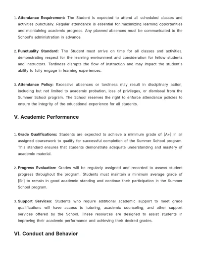 Free Summer School Contract Template to Edit Online