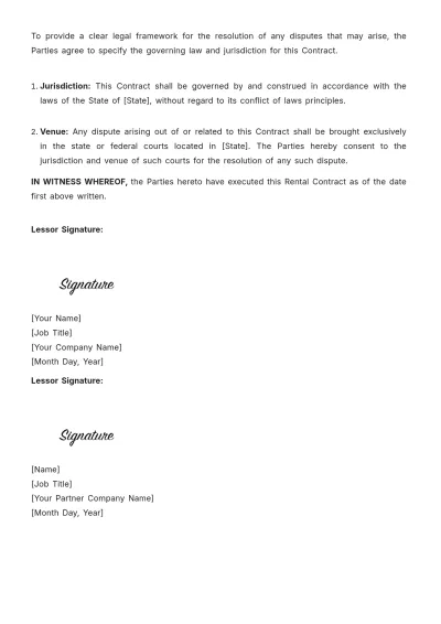 Free High School Rental Contract Template to Edit Online