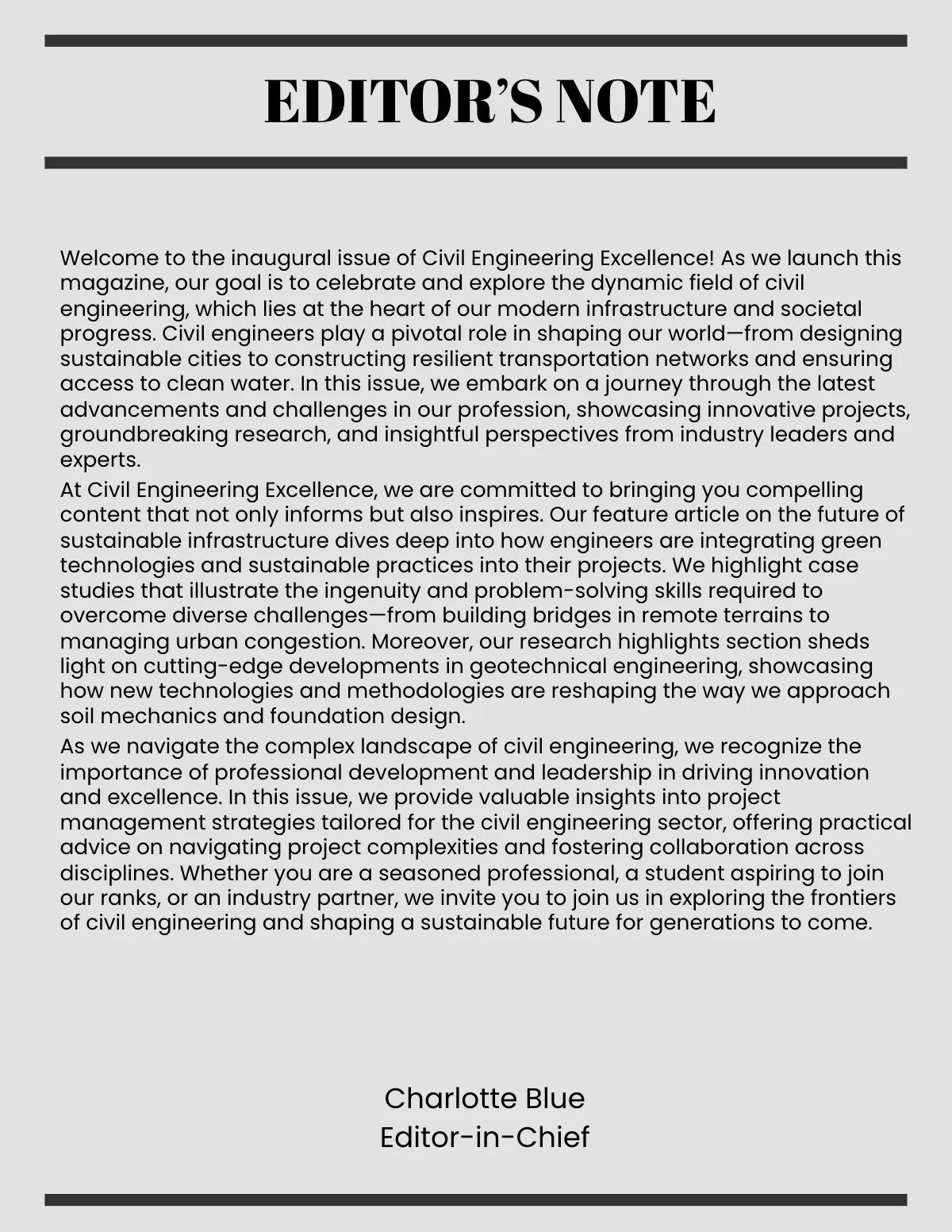 Free Civil Engineering Magazine Template to Edit Online