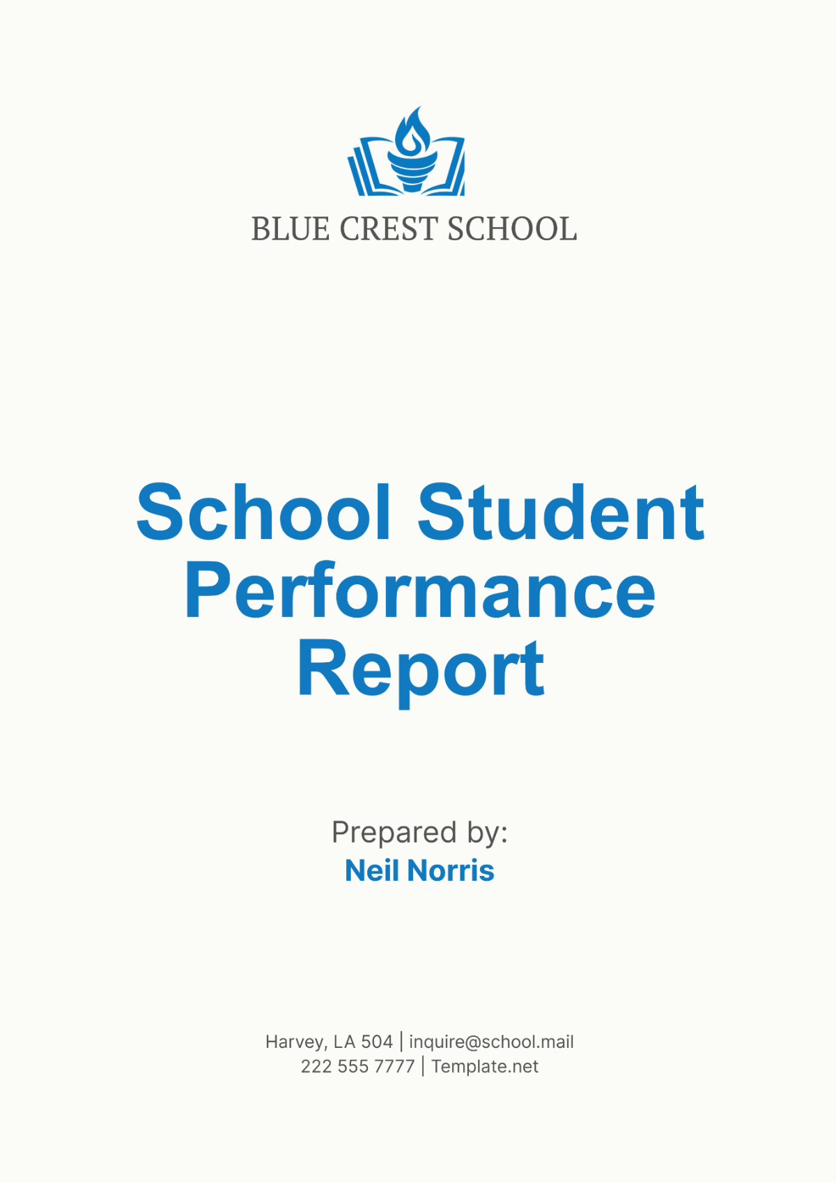 School Student Performance Report Template