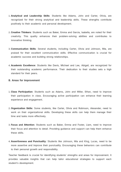 Free School Student Performance Report Template to Edit Online