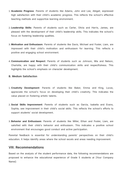 Free School Student Performance Report Template to Edit Online