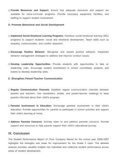Free School Student Performance Report Template to Edit Online