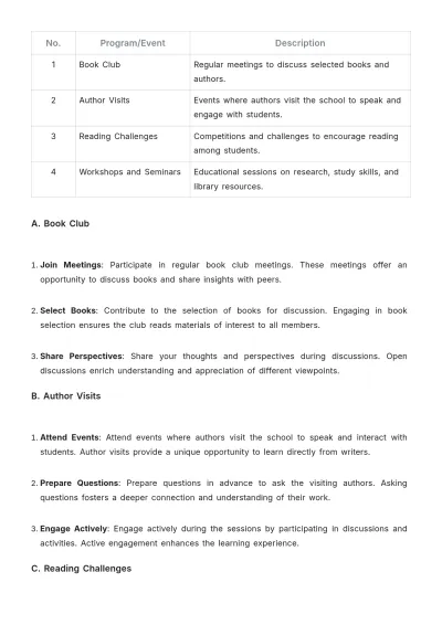 Free School Library Procedure Template to Edit Online