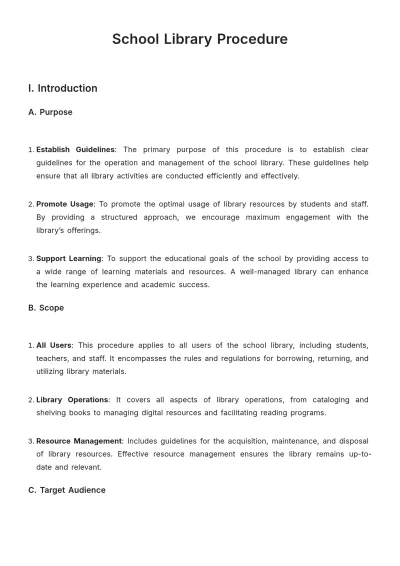 Free School Library Procedure Template to Edit Online