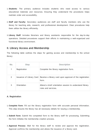 Free School Library Procedure Template to Edit Online
