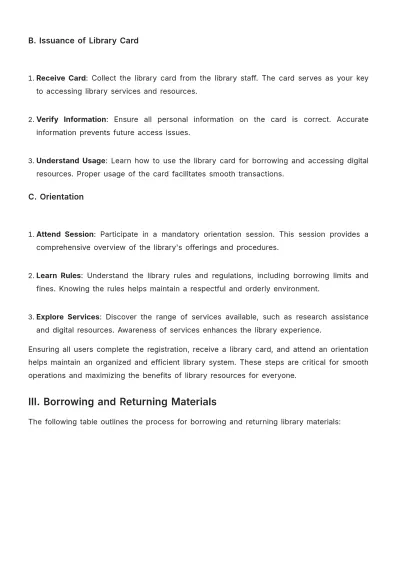Free School Library Procedure Template to Edit Online