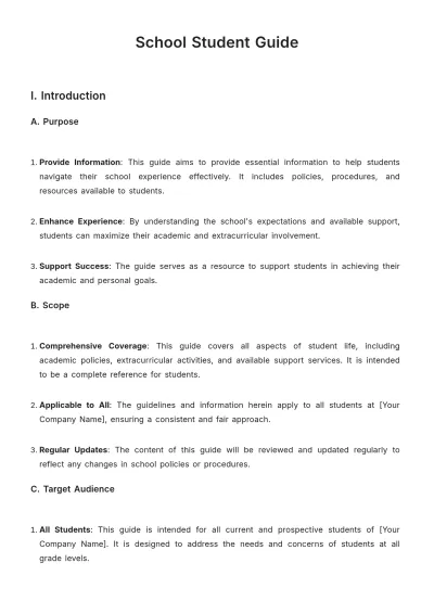 Free School Student Guide Template to Edit Online