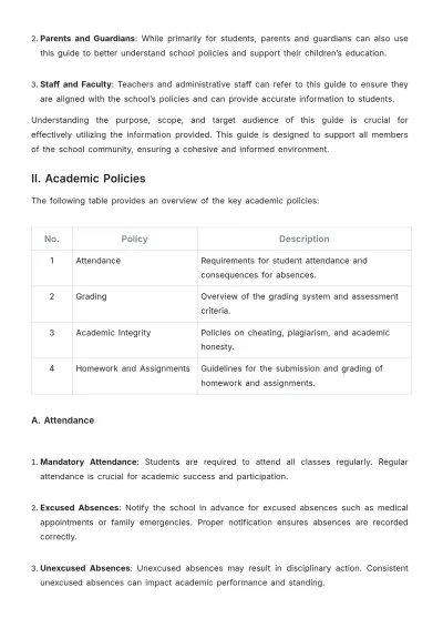 Free School Student Guide Template to Edit Online