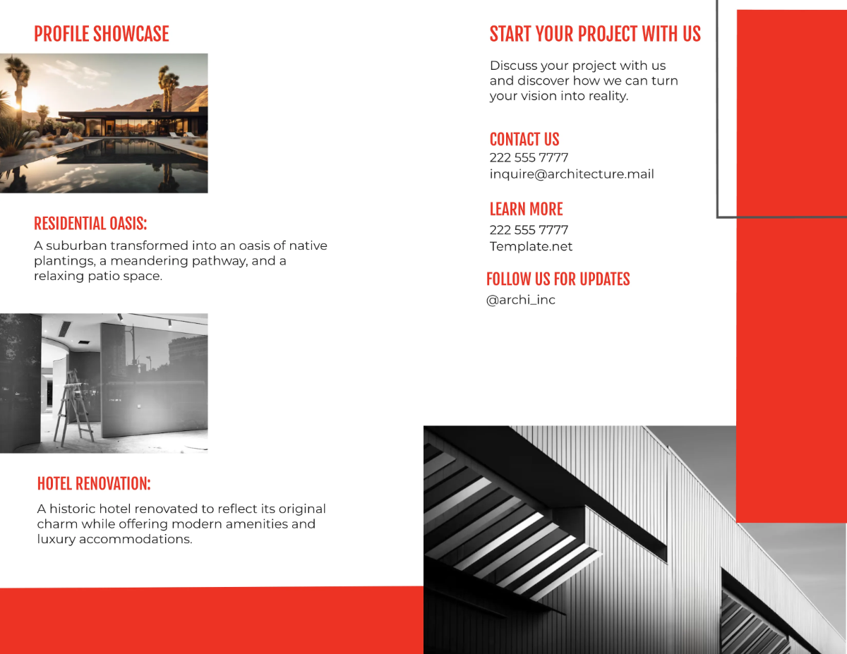Free Architecture Bi-Fold Brochure Template to Edit Online