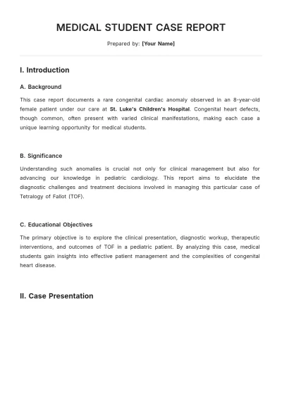 Free Medical Student Case Report Template to Edit Online