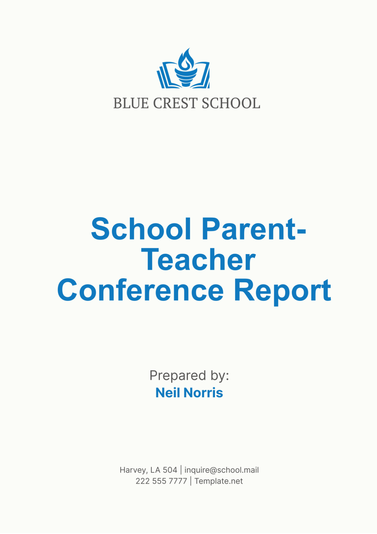 School Parent-Teacher Conference Report Template