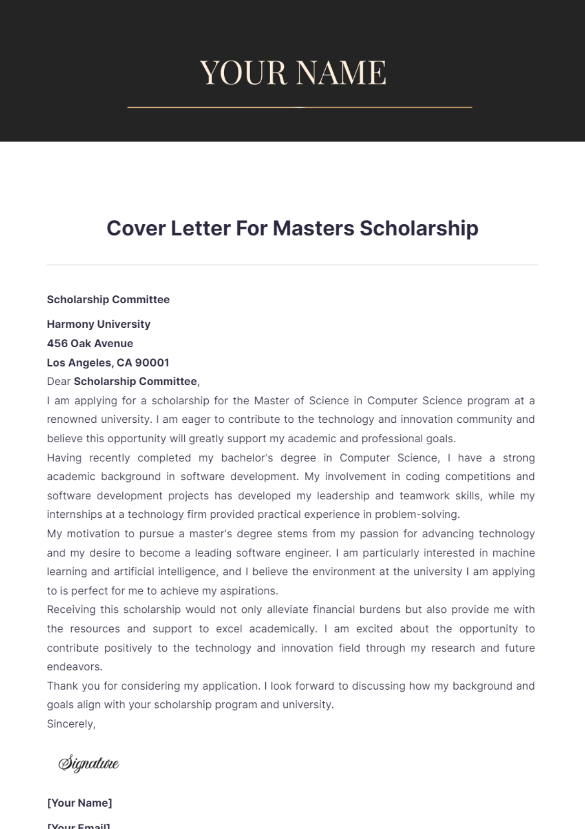 cover letter for computer science applicant