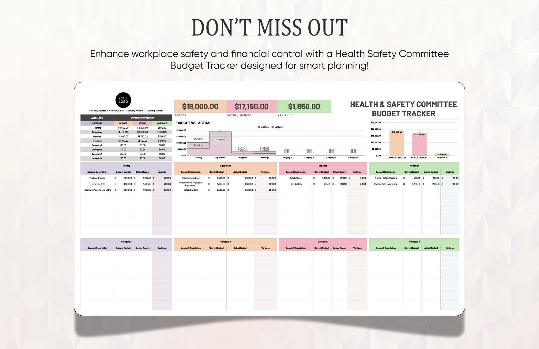 Health & Safety Committee Budget Tracker Template