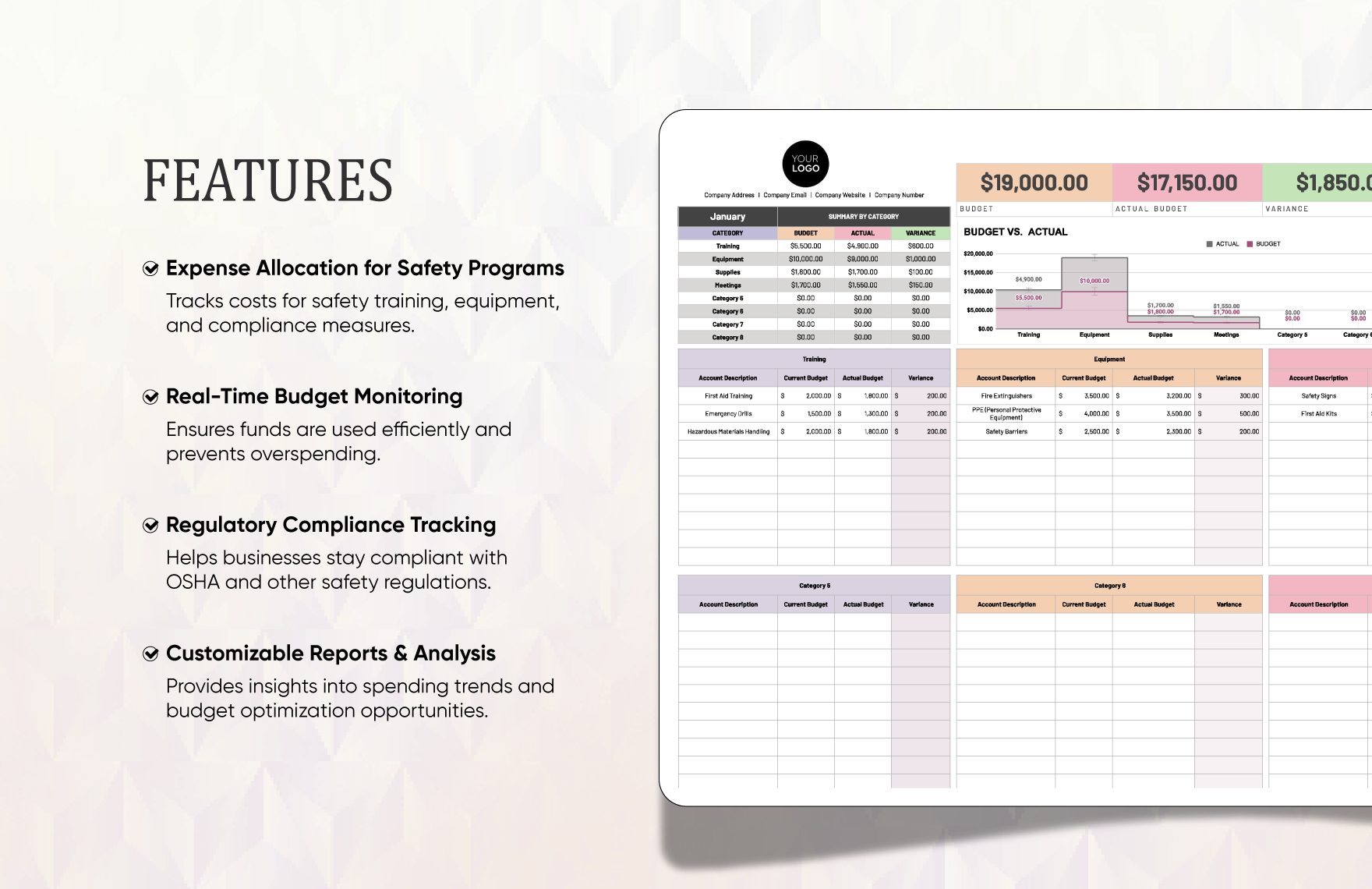 Health & Safety Committee Budget Tracker Template