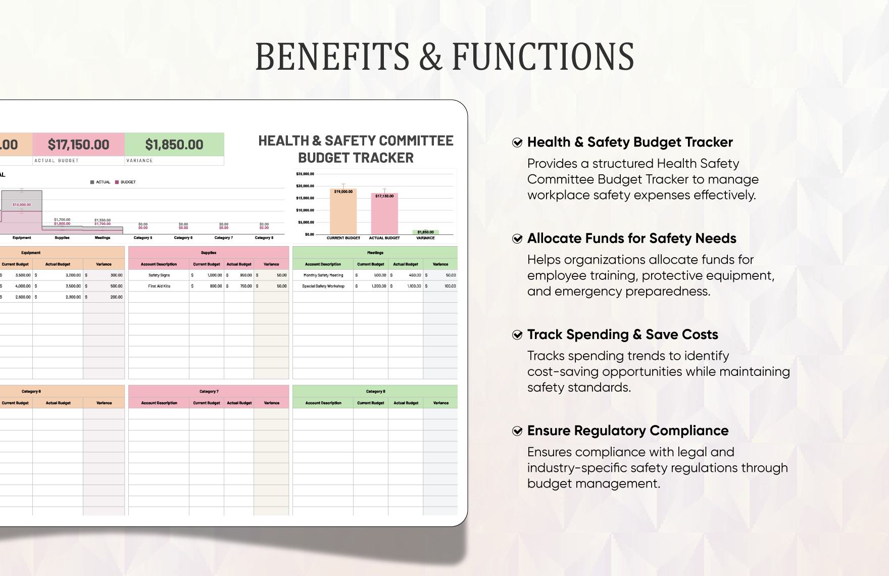 Health & Safety Committee Budget Tracker Template