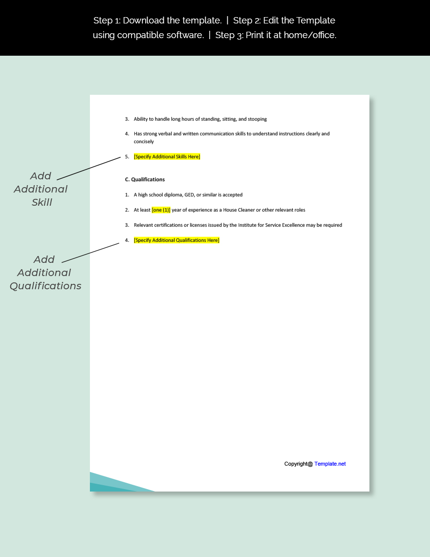 House Cleaner Job Description For Resume