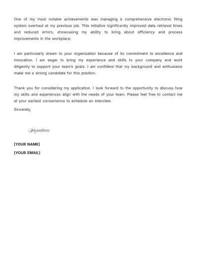 Free Clerk Resume Cover Letter to Edit Online
