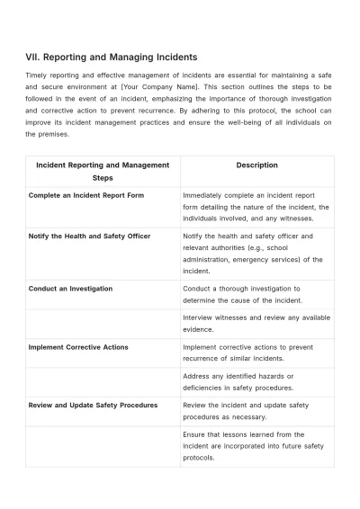 Free School Health and Safety Procedure Template to Edit Online