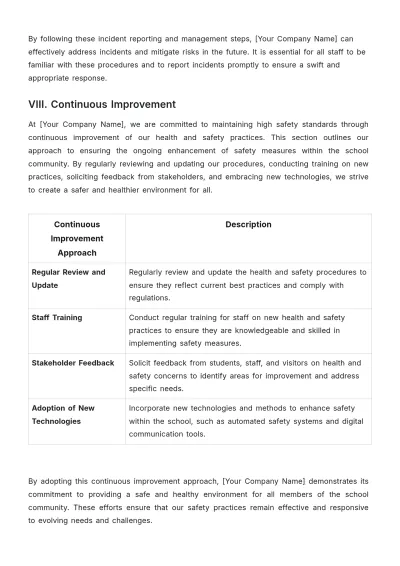 Free School Health and Safety Procedure Template to Edit Online