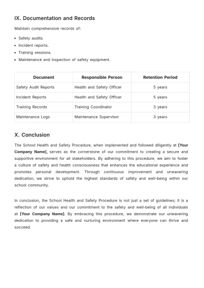 Free School Health and Safety Procedure Template to Edit Online