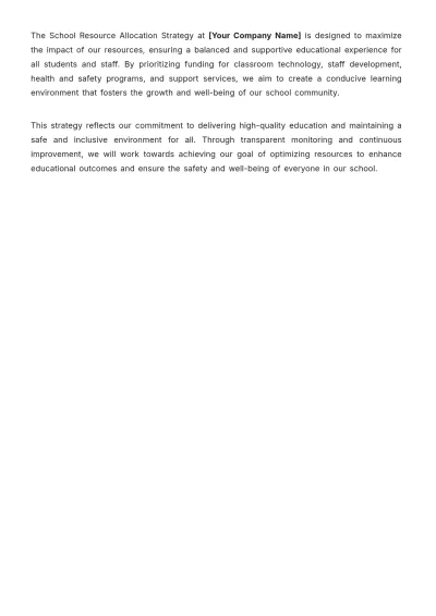 Free School Resource Allocation Strategy Template to Edit Online