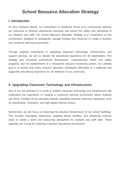 Free School Resource Allocation Strategy Template to Edit Online
