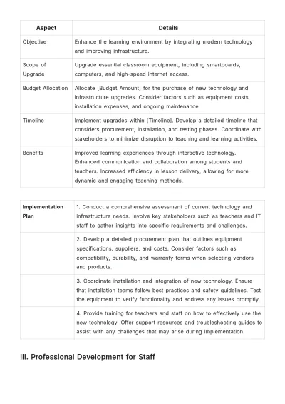 Free School Resource Allocation Strategy Template to Edit Online