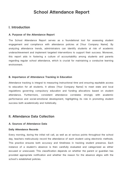 Free School Attendance Report Template to Edit Online