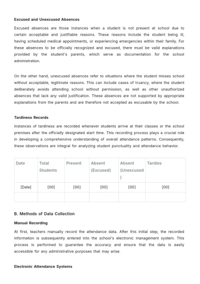 Free School Attendance Report Template to Edit Online