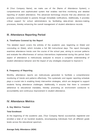 Free School Attendance Report Template to Edit Online
