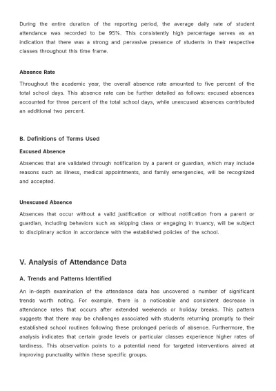 Free School Attendance Report Template to Edit Online