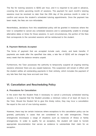 Free School Year Tutoring Contract Template to Edit Online