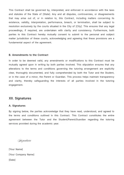 Free School Year Tutoring Contract Template to Edit Online