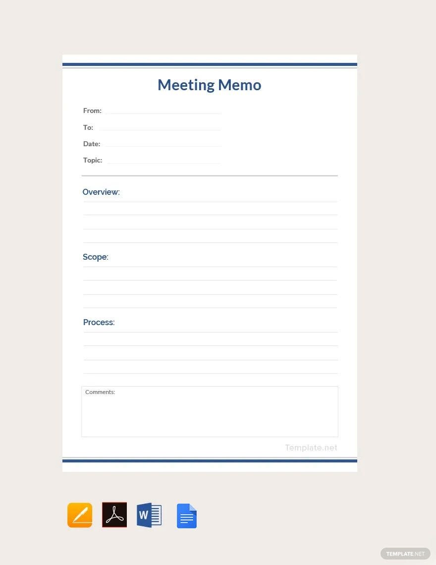 Meeting Memo Template Google Docs, Word, Apple Pages, PDF