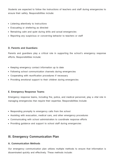 Free School Emergency Response Procedure Template to Edit Online