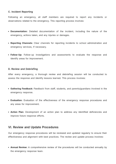 Free School Emergency Response Procedure Template to Edit Online
