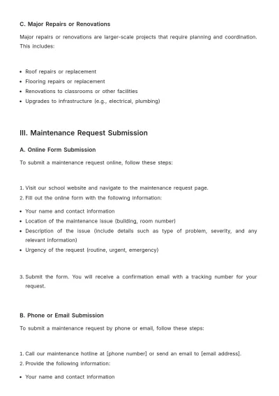 Free School Maintenance Request Procedure Template to Edit Online