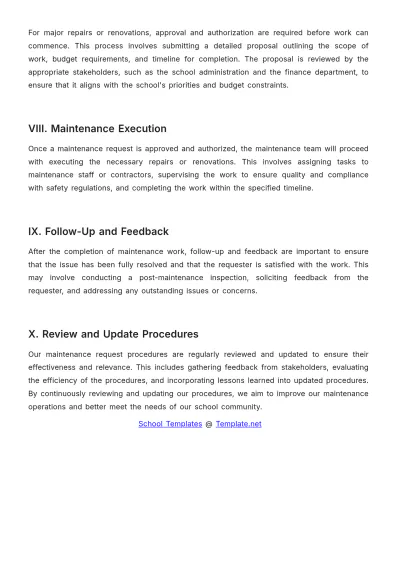 Free School Maintenance Request Procedure Template to Edit Online