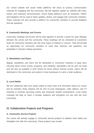 Free School Community Engagement Strategy Template to Edit Online