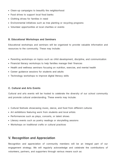 Free School Community Engagement Strategy Template to Edit Online
