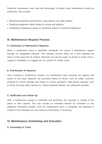 Free School Maintenance Procedure Template to Edit Online
