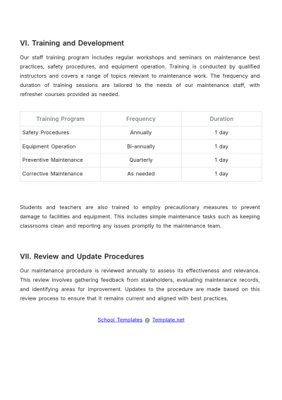 Free School Maintenance Procedure Template to Edit Online