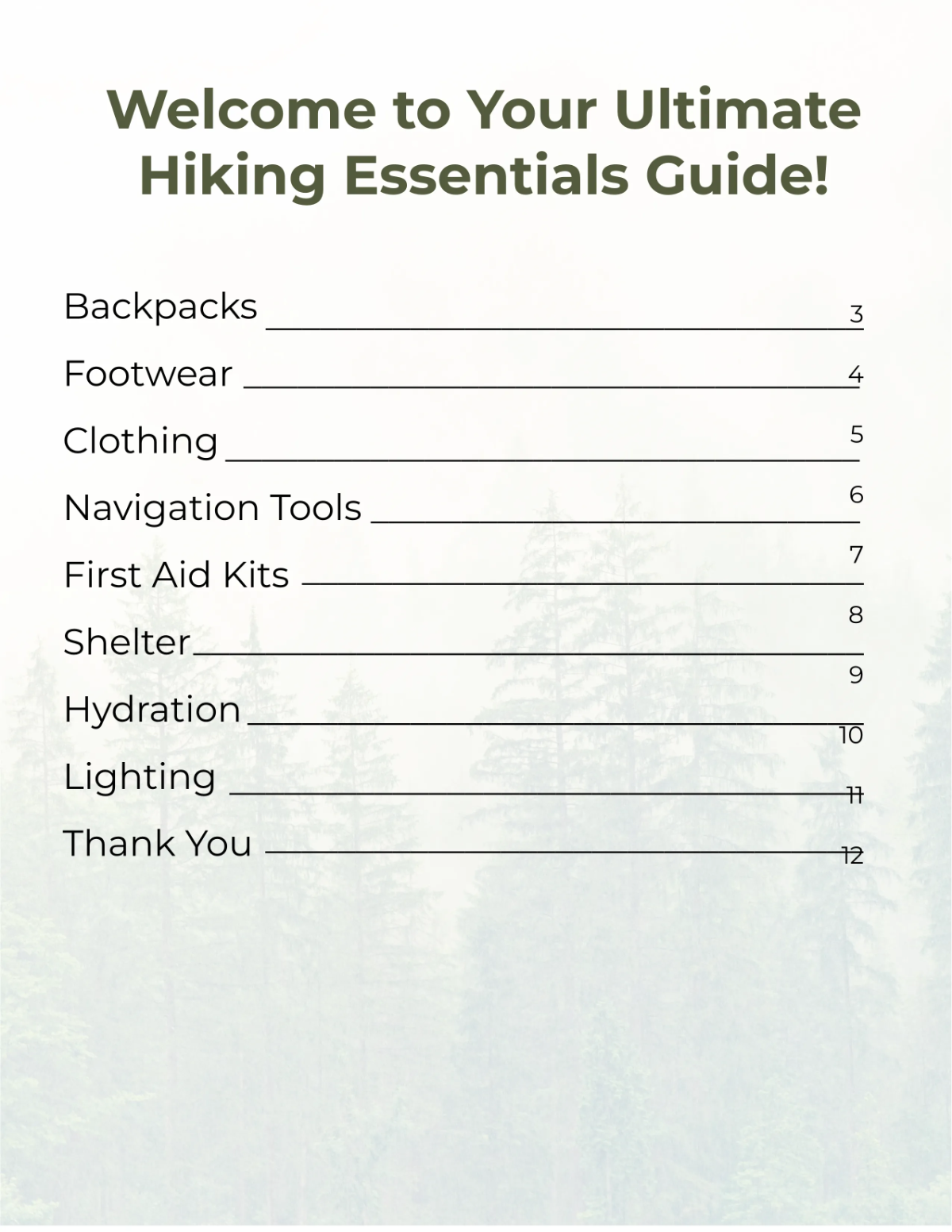 Free Hiking Essentials Catalog Template to Edit Online