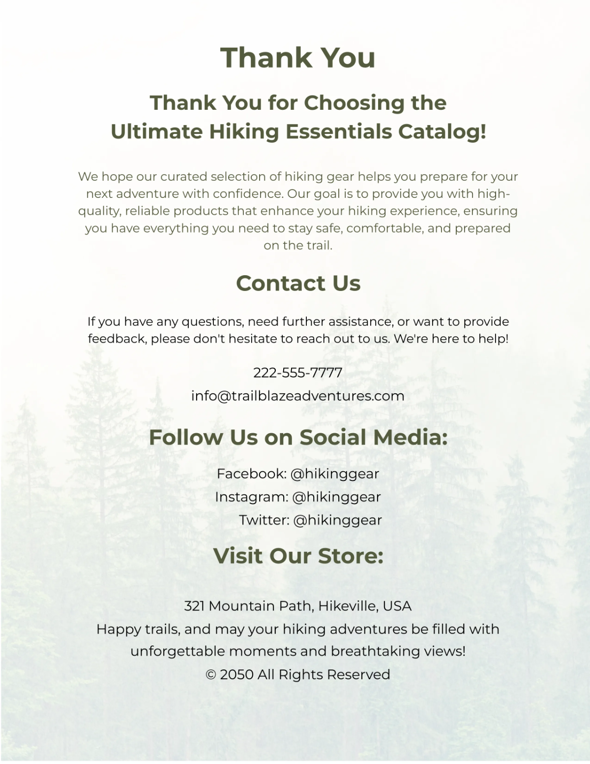 Free Hiking Essentials Catalog Template to Edit Online