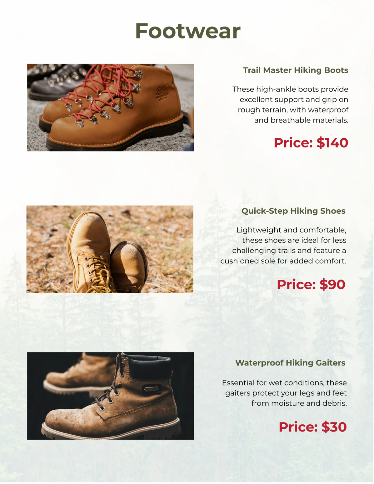 Free Hiking Essentials Catalog Template to Edit Online