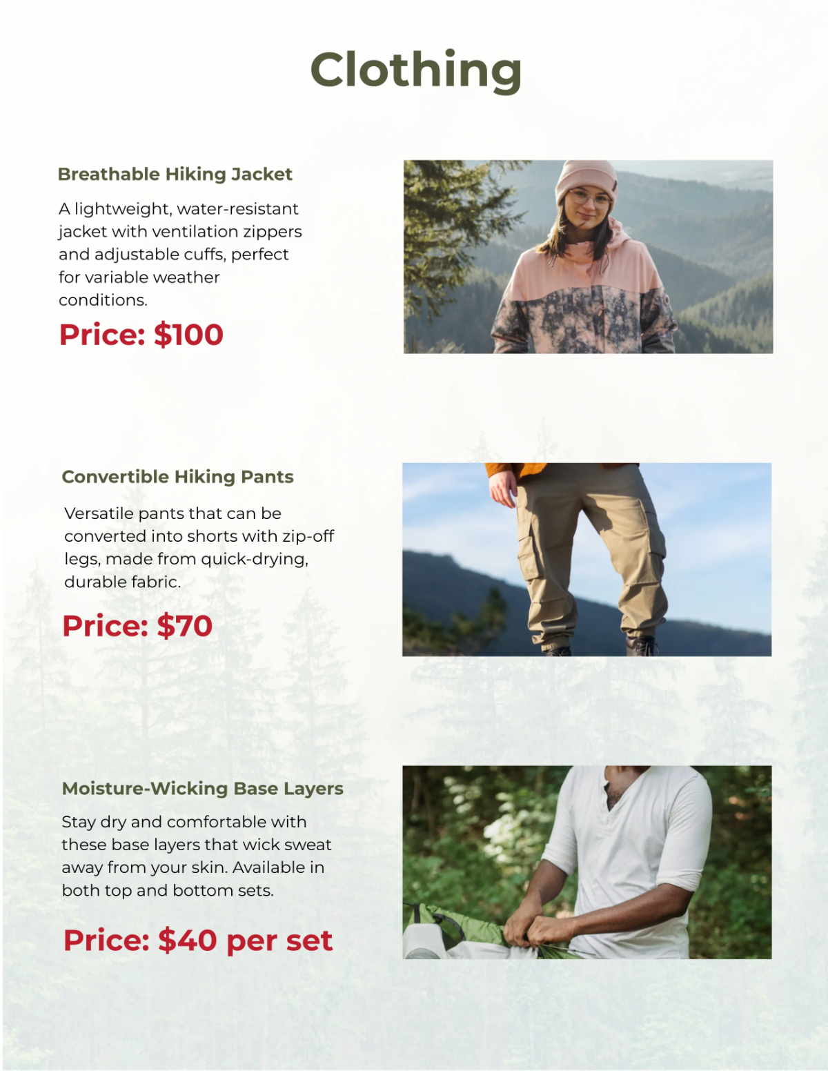 Free Hiking Essentials Catalog Template to Edit Online
