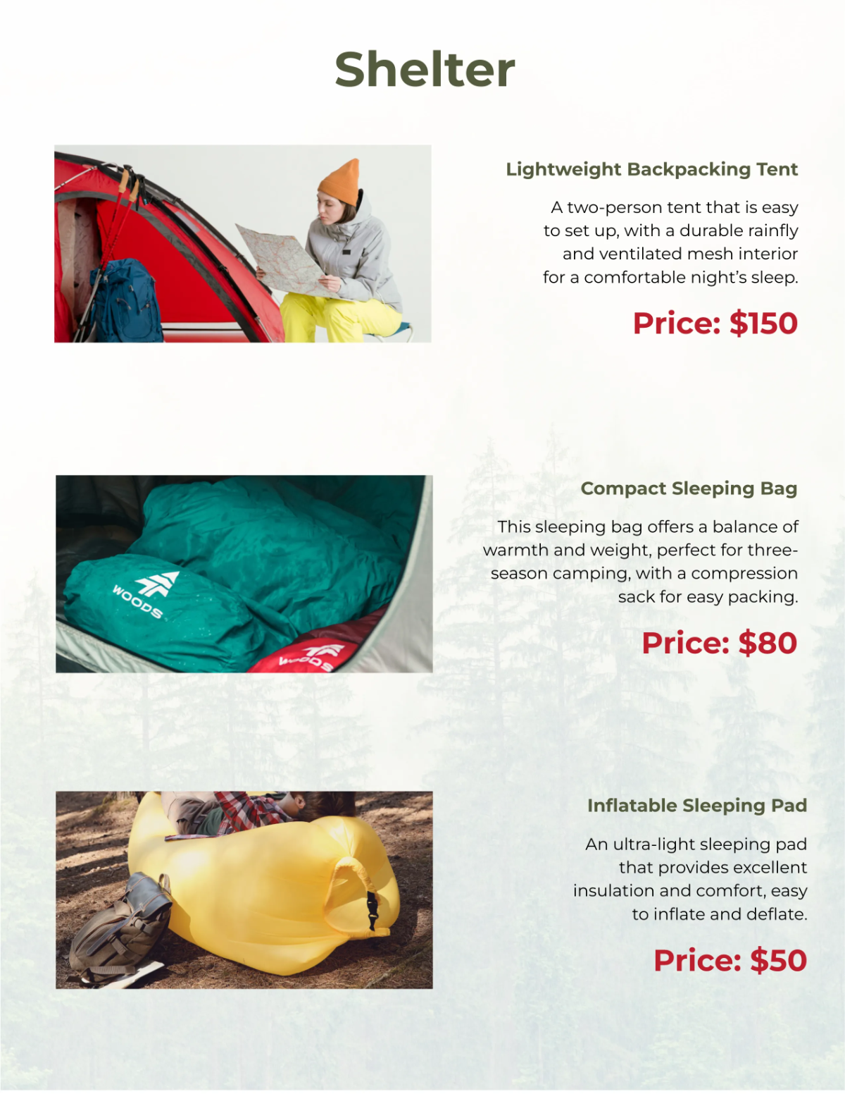 Free Hiking Essentials Catalog Template to Edit Online