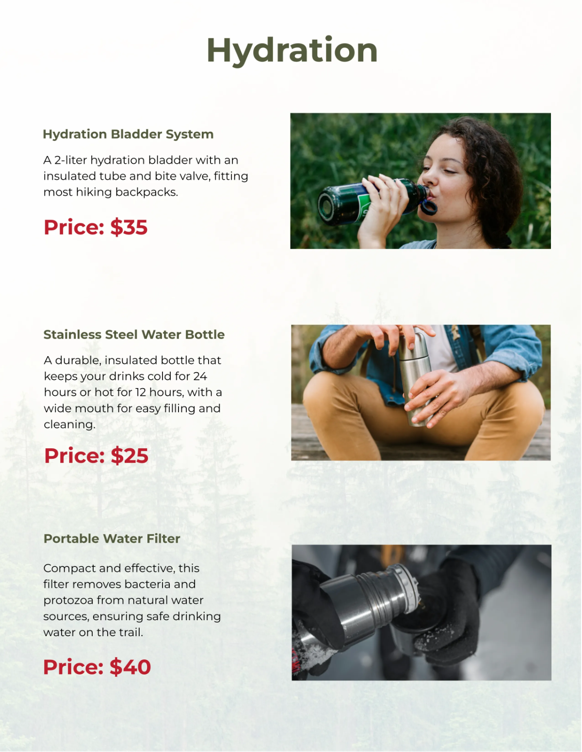 Free Hiking Essentials Catalog Template to Edit Online